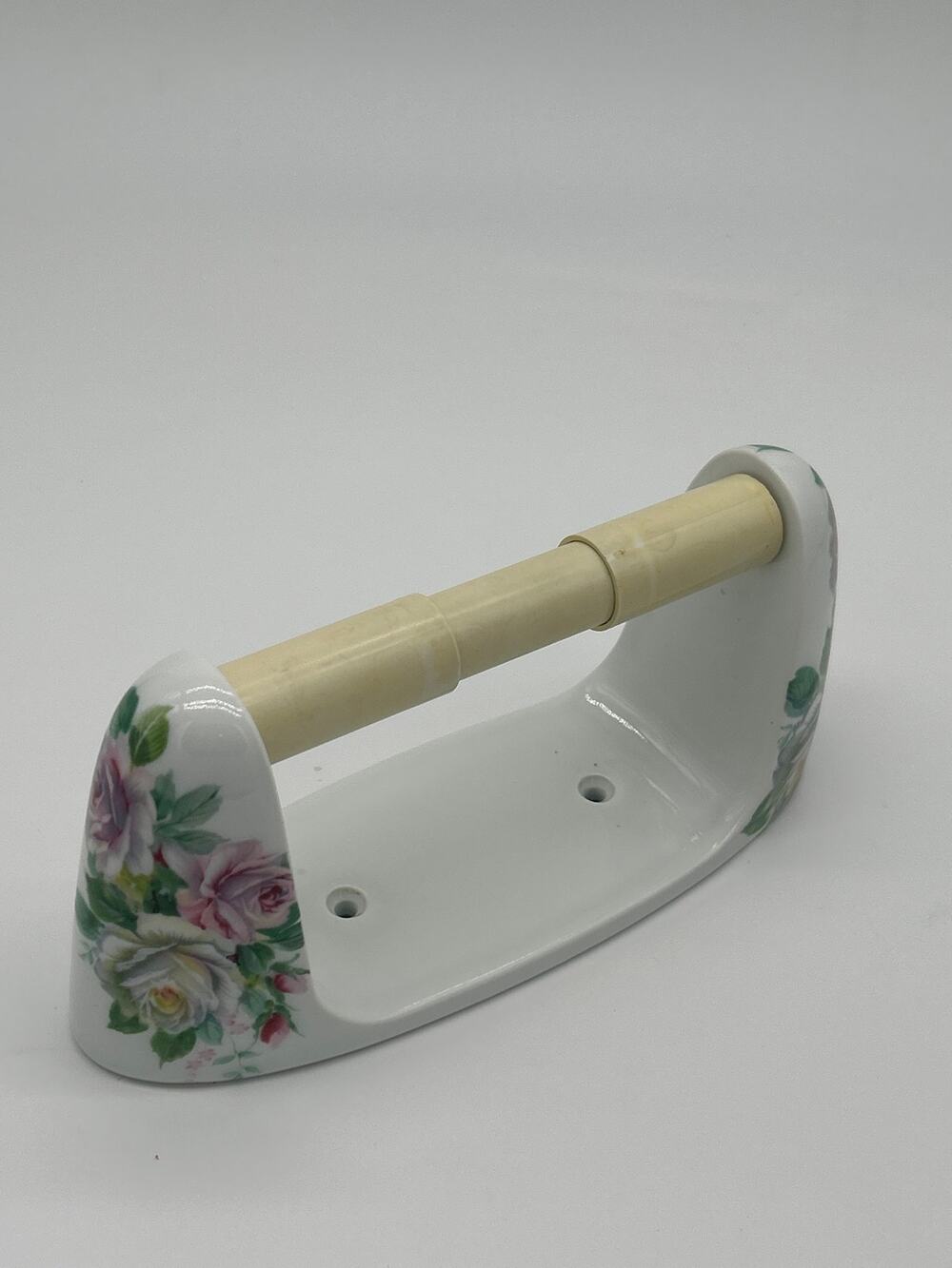 Royal Porzellan Bavaria Germany Floral Porcelain Wall Mount Toilet Paper Holder